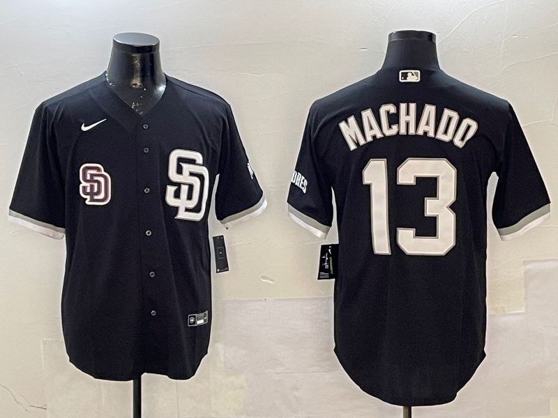 Men San Diego Padres 13 Machado Black Jointly Name Game Nike 2025 MLB Jersey style 2